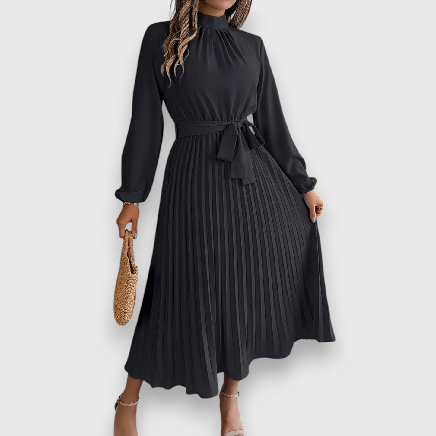 Women’s Elegant Pleated Midi Dress – Timeless Design for Occasion and Daily Wear