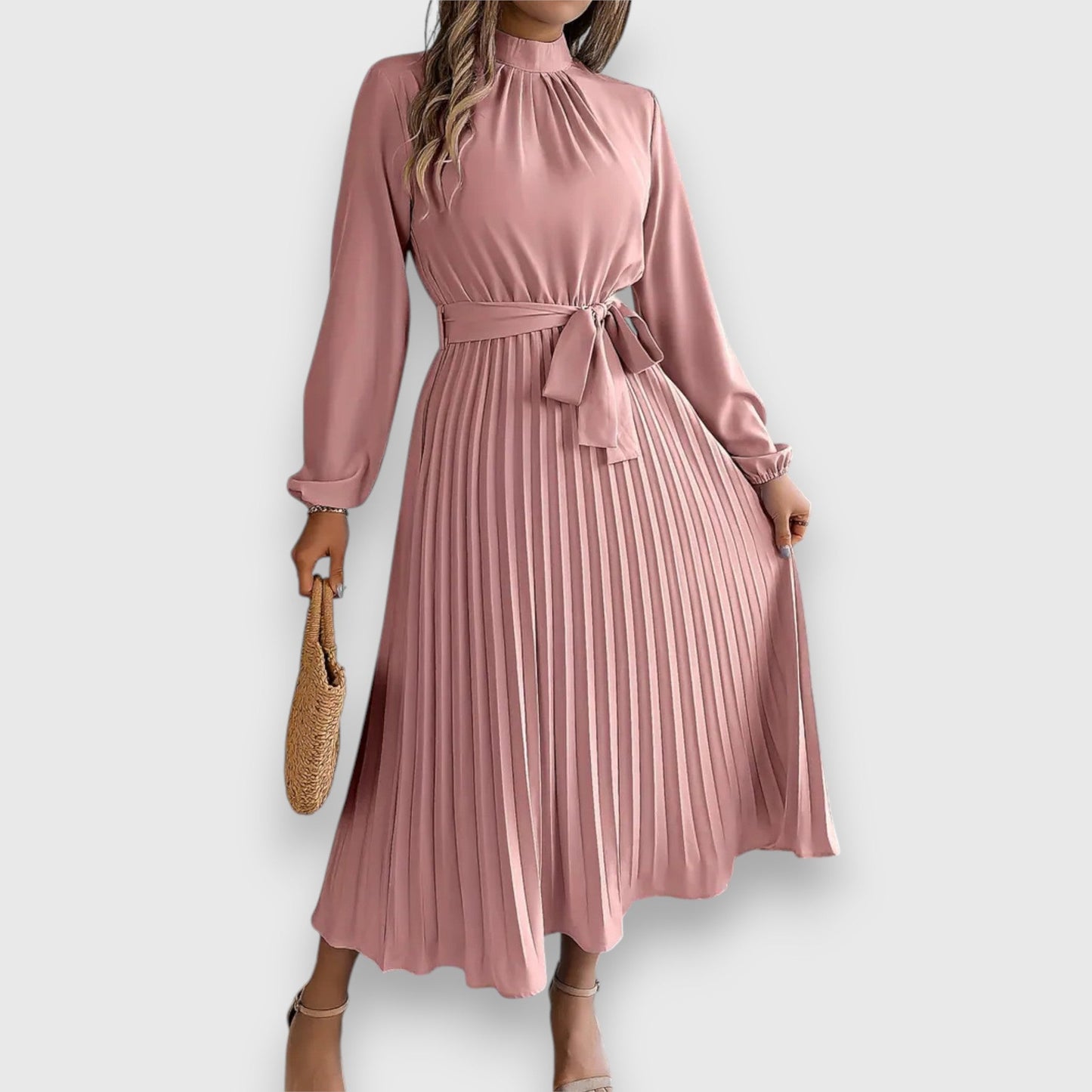 Women’s Elegant Pleated Midi Dress – Timeless Design for Occasion and Daily Wear