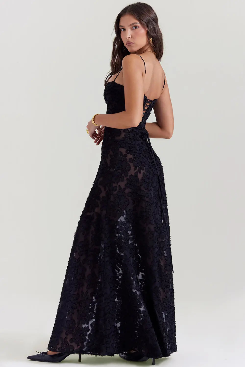 Women's Long Summer Dress with Open Back and Adjustable Straps