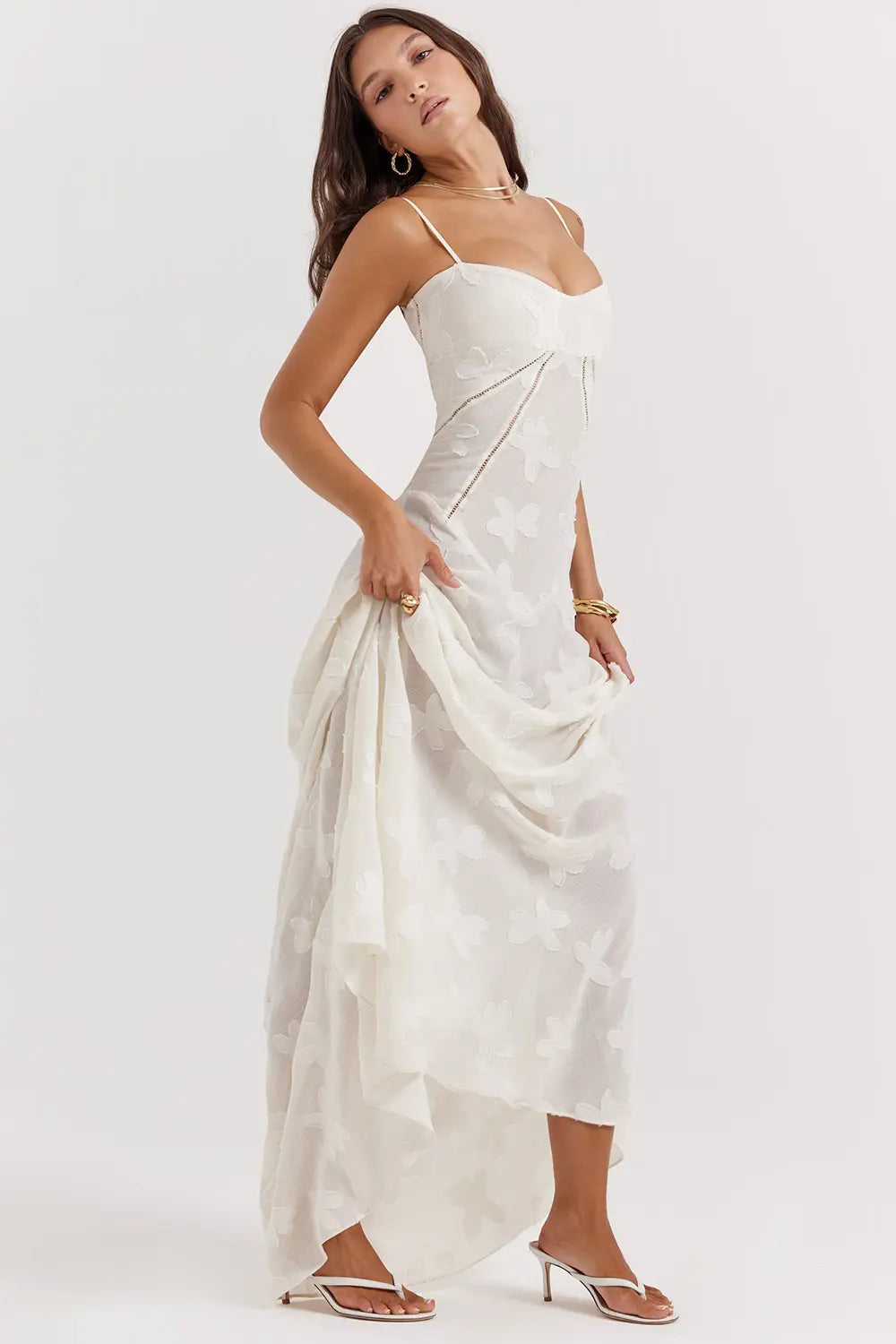 Women's Long Summer Dress with Open Back and Adjustable Straps