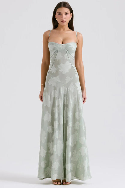 Women's Long Summer Dress with Open Back and Adjustable Straps