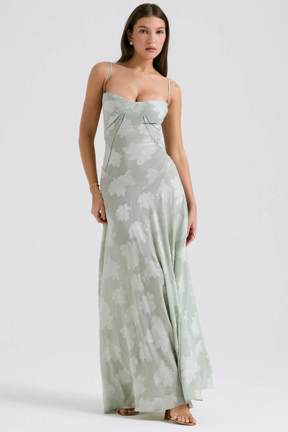 Women's Long Summer Dress with Open Back and Adjustable Straps
