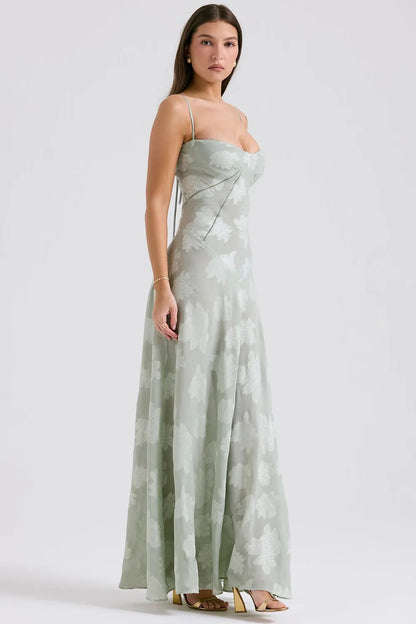 Women's Long Summer Dress with Open Back and Adjustable Straps