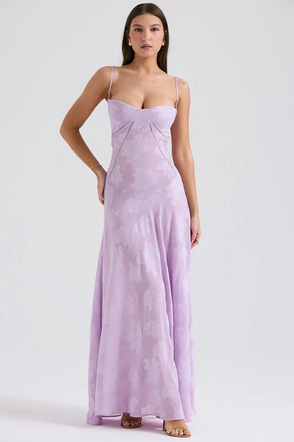 Women's Long Summer Dress with Open Back and Adjustable Straps