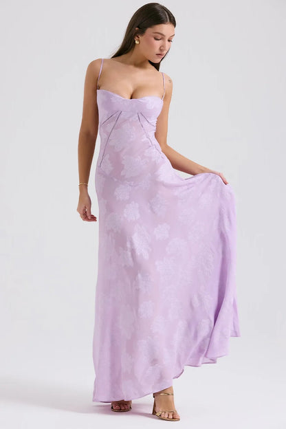 Women's Long Summer Dress with Open Back and Adjustable Straps