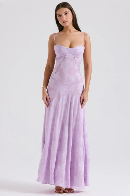 Women's Long Summer Dress with Open Back and Adjustable Straps