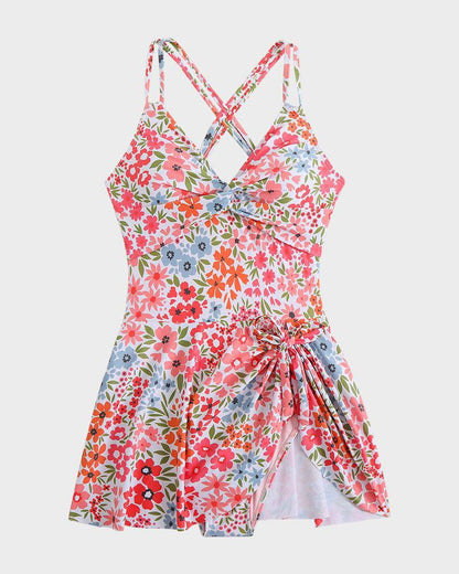 Women's Swim Dress with Adjustable Straps and Built-in Bra