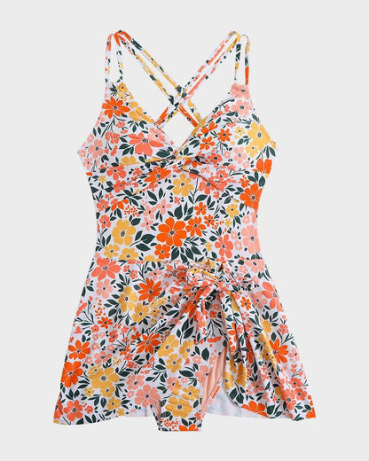 Women's Swim Dress with Adjustable Straps and Built-in Bra