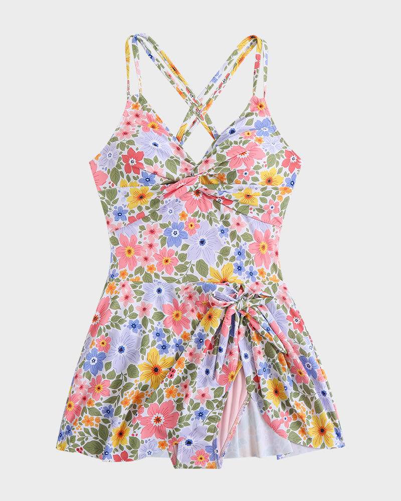 Women's Swim Dress with Adjustable Straps and Built-in Bra