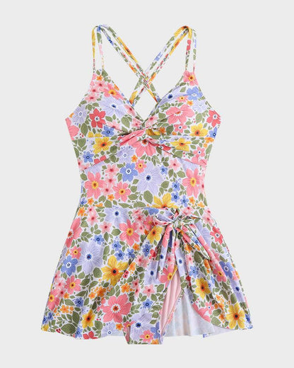 Women's Swim Dress with Adjustable Straps and Built-in Bra