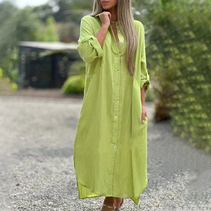 Women's Button-Down Maxi Dress with Casual Style and Versatile Design