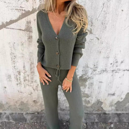 Aria | 2-Piece Cardigan Set with Open Front and Long Sleeves