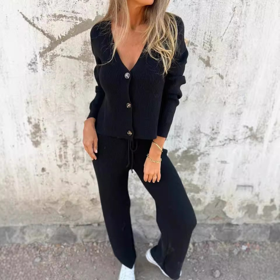 Aria | 2-Piece Cardigan Set with Open Front and Long Sleeves