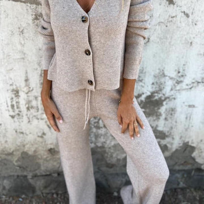 Aria | 2-Piece Cardigan Set with Open Front and Long Sleeves