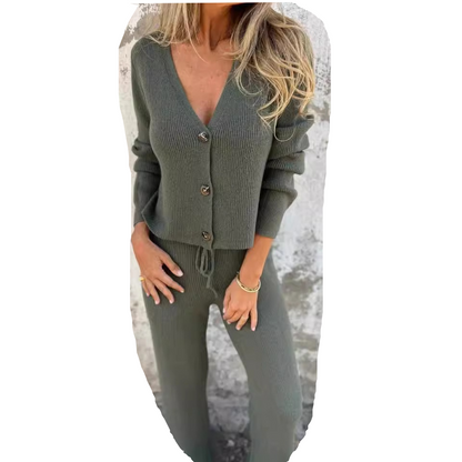 Aria | 2-Piece Cardigan Set with Open Front and Long Sleeves