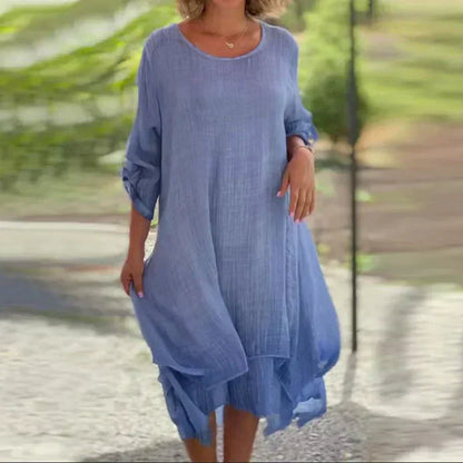 Women’s Layered Midi Dress – Effortlessly Elegant Soft Fabric Relaxed Fit Garden To Brunch Ready Casual Dress