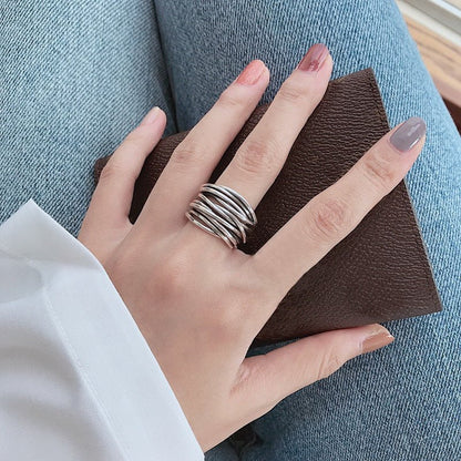 Women's Adjustable Layered Ring with Sterling Silver and Versatile Design