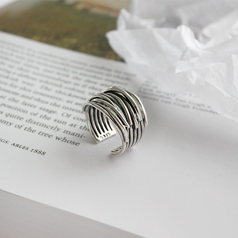 Women's Adjustable Layered Ring with Sterling Silver and Versatile Design