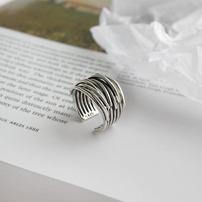Women's Adjustable Layered Ring with Sterling Silver and Versatile Design