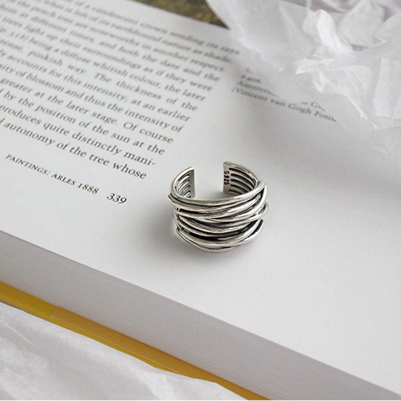 Women's Adjustable Layered Ring with Sterling Silver and Versatile Design