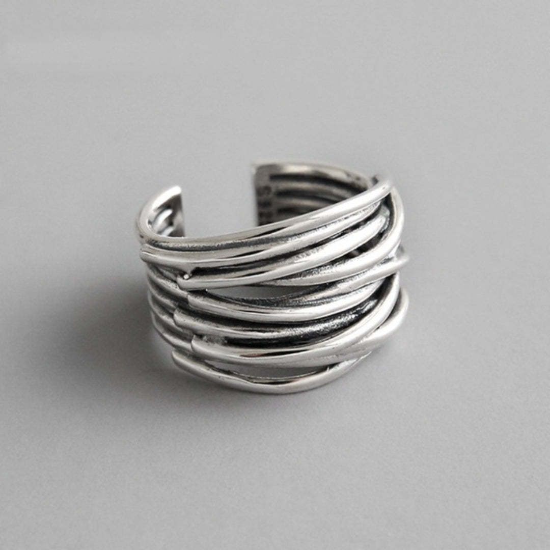 Women's Adjustable Layered Ring with Sterling Silver and Versatile Design