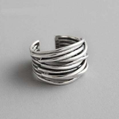 Women's Adjustable Layered Ring with Sterling Silver and Versatile Design