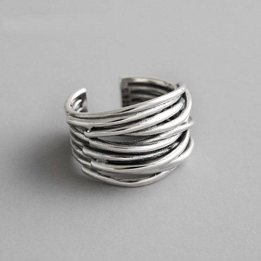 Women's Adjustable Layered Ring with Sterling Silver and Versatile Design