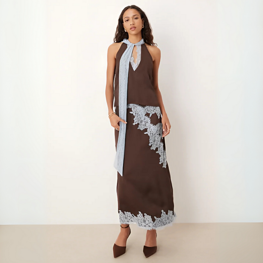 Jolie | Lace Panel Top and Skirt Set with Stylish Design
