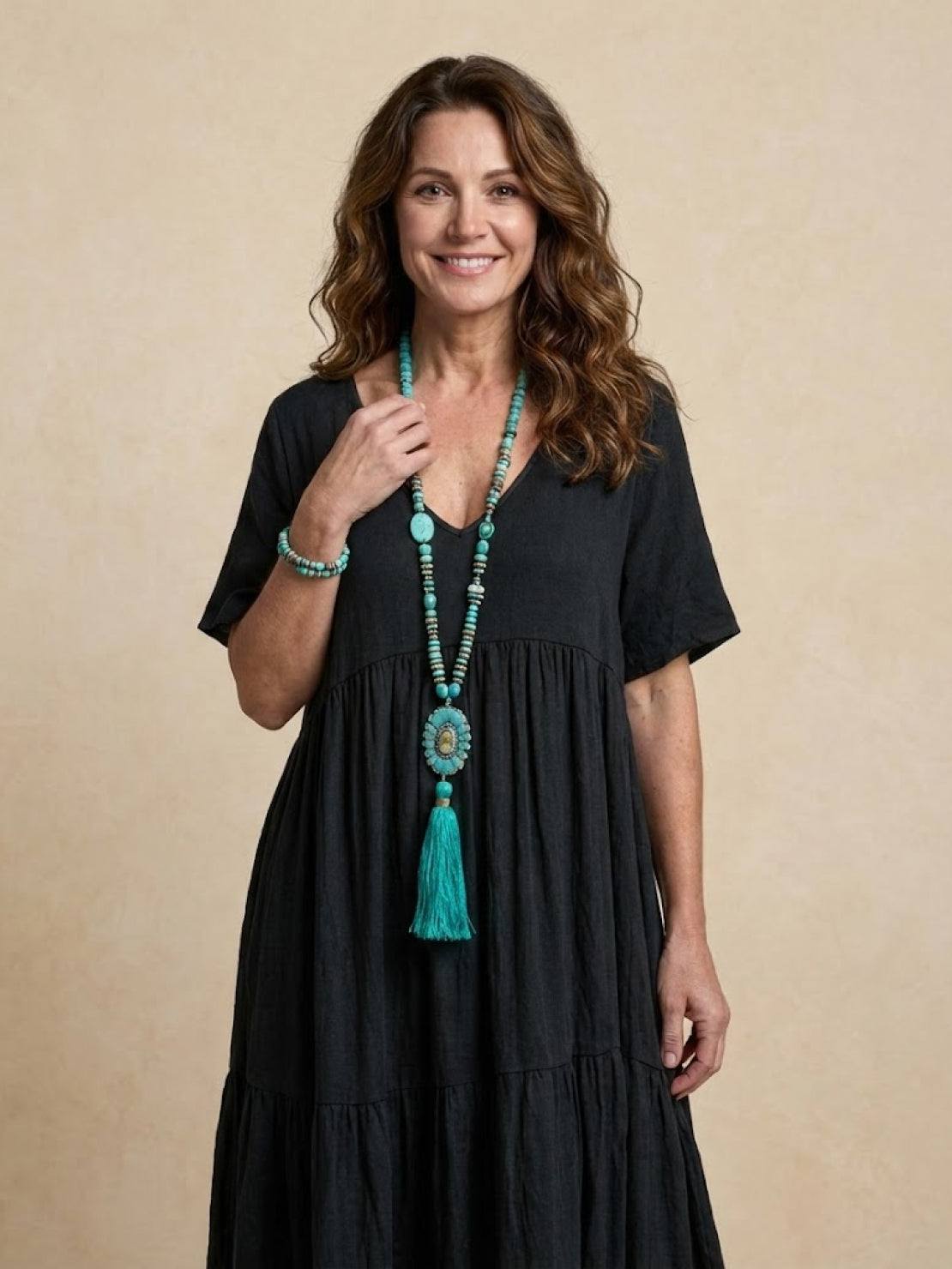 Bohemian Inspired V-Neck Silk Blend Flowing Sun Kissed Terracotta All Day Maxi Dress
