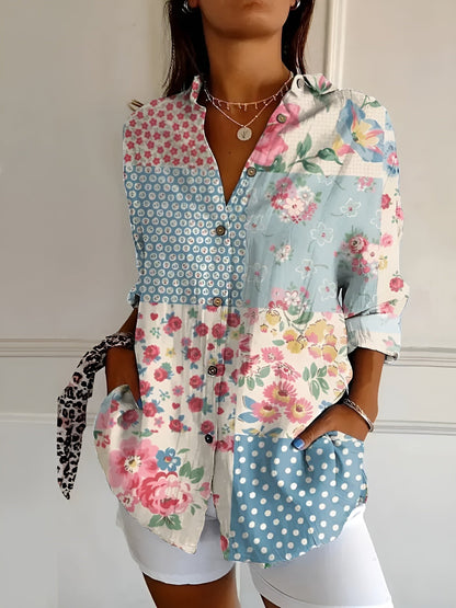 Women's Blouse with Whimsical Prints and Lightweight Fabric