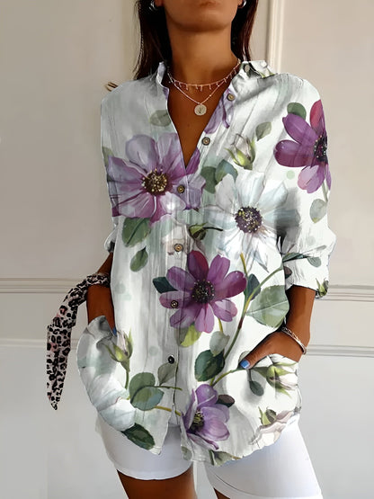 Women's Blouse with Whimsical Prints and Lightweight Fabric
