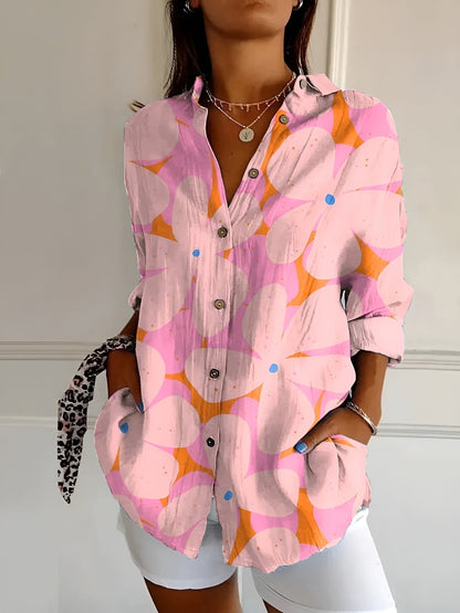 Women's Blouse with Whimsical Prints and Lightweight Fabric