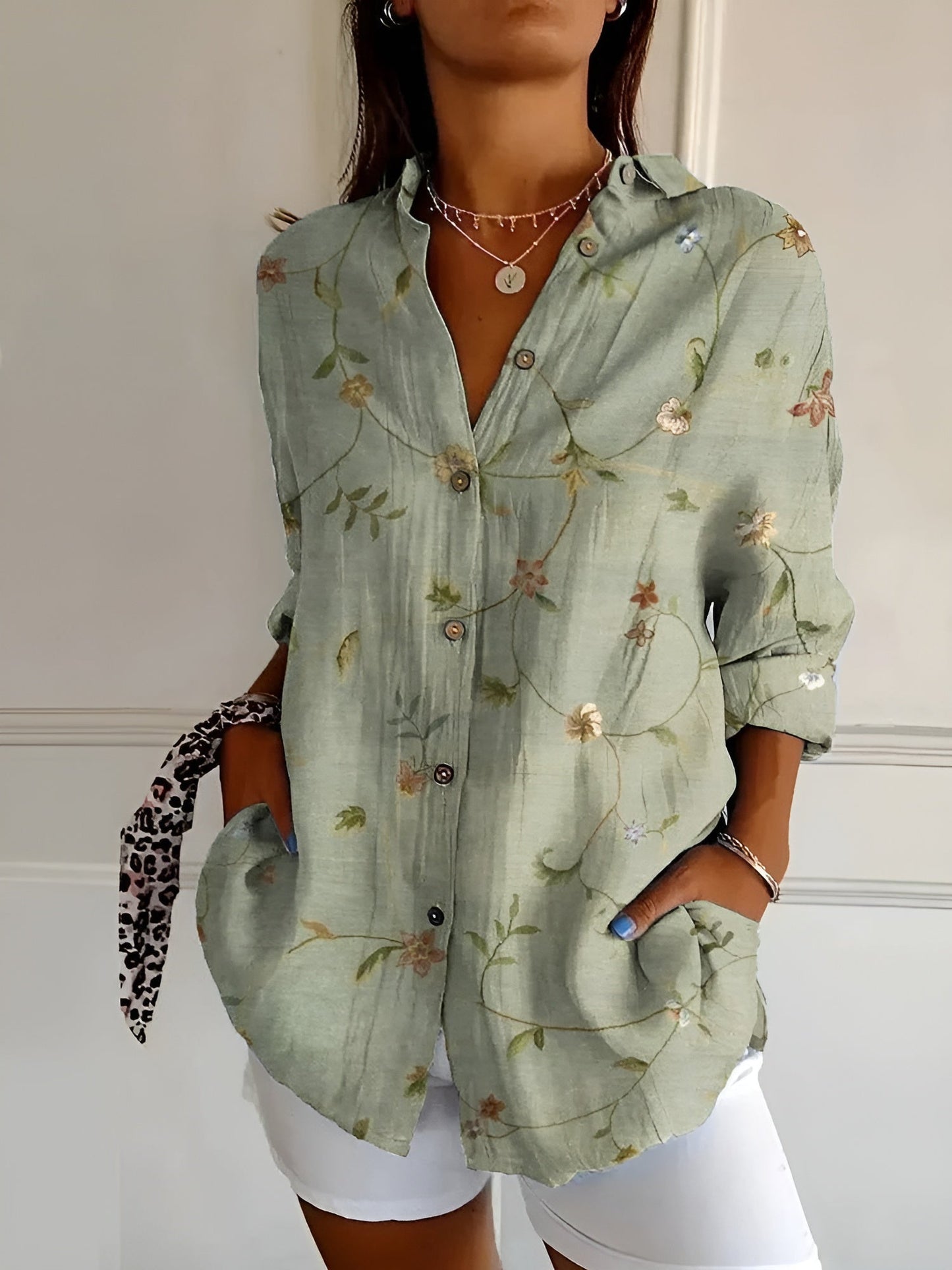 Women's Blouse with Whimsical Prints and Lightweight Fabric