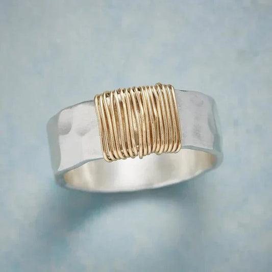 Women's Vintage Ring with Gold Thread and Unique Design