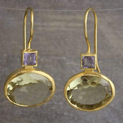 Women's Vintage Crystal Earrings with Gold Accents and Unique Design