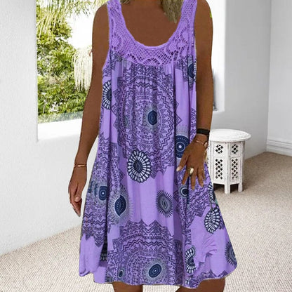 Women's Summer Dress with Sleeveless Design and Lightweight Fabric