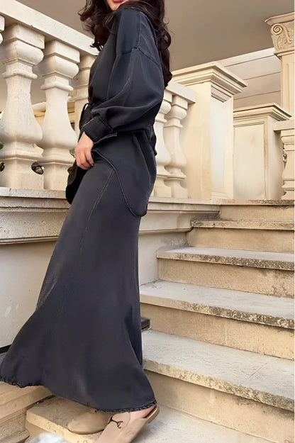 Chloe | Long-Sleeved Shirt and Skirt Set with Tie-Drawstring and Coordinated Design