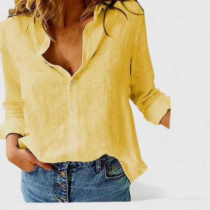 Rhonda™ | Women's Linen Button Down Shirt with Lapel Collar