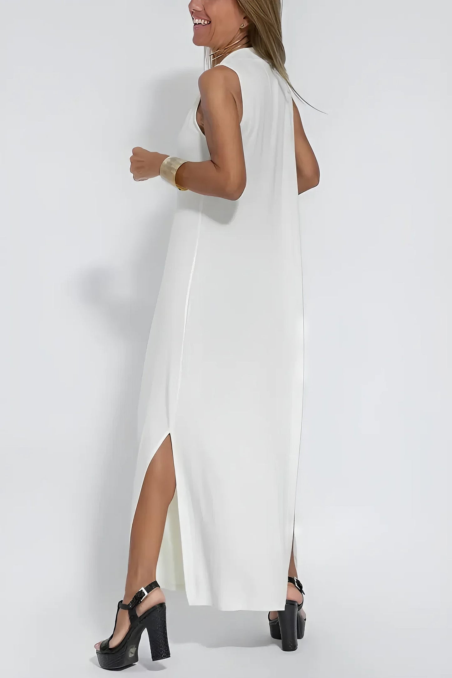 Women's Long Dress with Coordinated Cardigan and Versatile Style