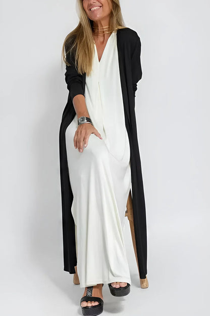 Women's Long Dress with Coordinated Cardigan and Versatile Style