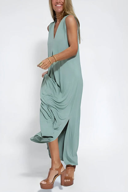 Women's Long Dress with Coordinated Cardigan and Versatile Style