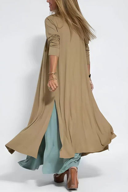 Women's Long Dress with Coordinated Cardigan and Versatile Style