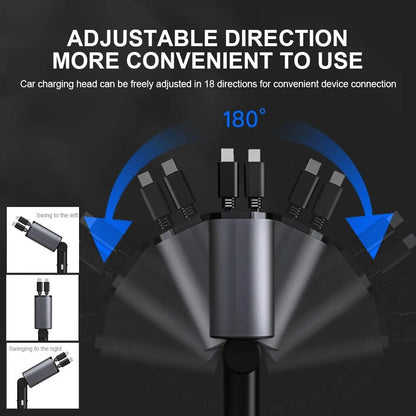 Fast Charge Retractable Car Charger（100W 4-in-1）