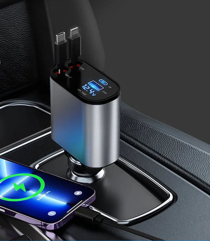 Fast Charge Retractable Car Charger（100W 4-in-1）