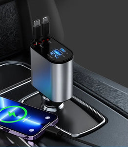 Fast Charge Retractable Car Charger（100W 4-in-1）